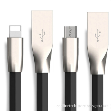 Zinc Alloy USB Cable, USB A to Lightning Cable / Micro USB Cable / Type C Cable, Fast Charging and Data Sync USB Cable